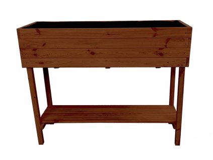Emelt fa virágláda polccal 120 cm - teakfa