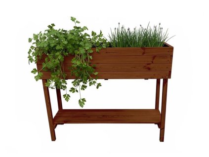 Emelt fa virágláda polccal 80 cm - teakfa