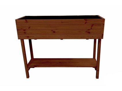 Emelt fa virágláda polccal 80 cm - teakfa