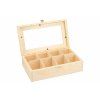 3474 2 drevena krabicka se sklem 8 prihradek