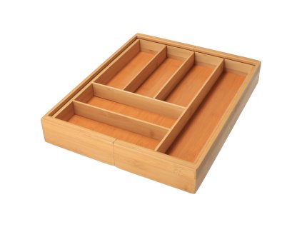 Uittrekbare bamboe bestekorganizer