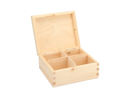 Houten theedoos (4 vakken)