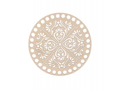 Houten deksel voor mandje – folklore mandala