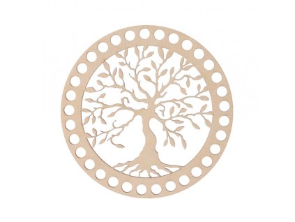 Houten deksel voor mandje – levensboom