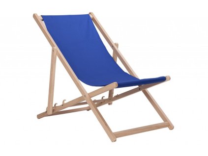 Houten tuinligstoel blauw