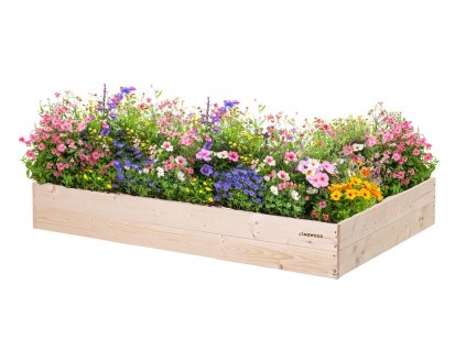 Verhoogd houten bloembed 140 x 80 x 20 cm