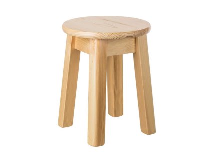 Ronde kruk van massief grenen