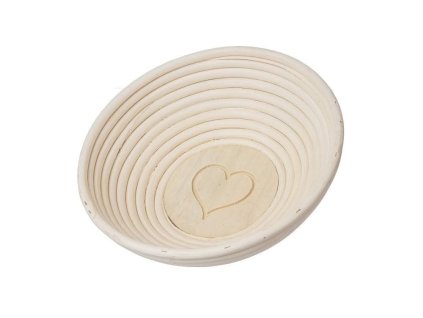 Rond rotan rijsmandje, diameter 21 cm - hart
