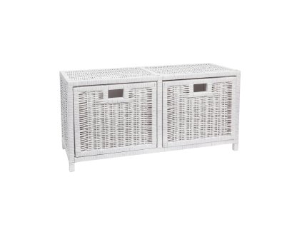 Rieten ladekast wit II