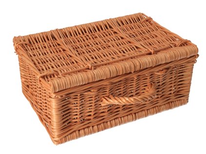 Rieten lade met deksel naturel