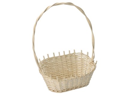 Rieten geschenkmand ellips wit