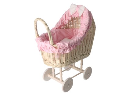 Rieten kinderwagen wit