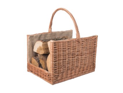 Rieten houtmand, vierkant, licht