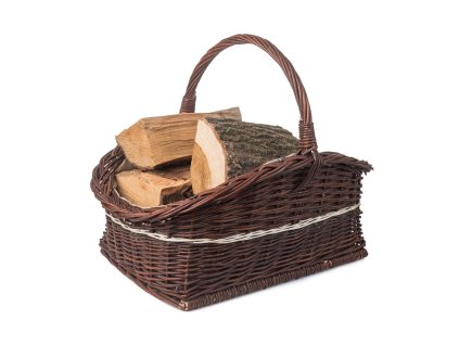 Rieten houtmand, donker, gedecoreerd