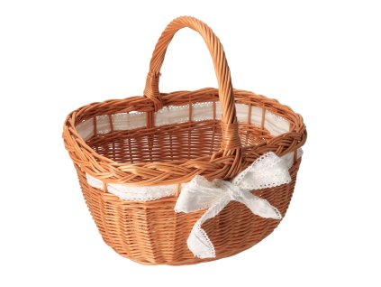 Rieten mand met witte strik