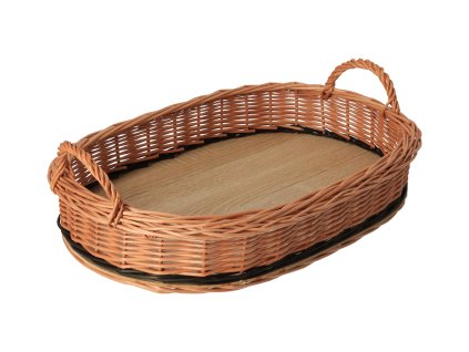 Ovaal rieten dienblad met handvat