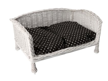 Rieten hondenmand op poten - wit