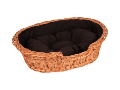 Rieten hondenmand met kussen - klein