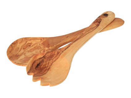 Olijfhouten saladebestek