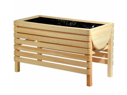 Groot houten bloembed op poten - naturel