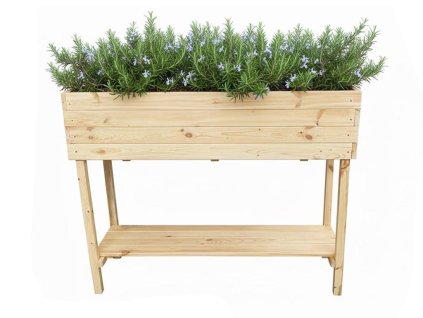 Verhoogd houten bloembed met plank 120 cm - grenen