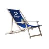 Houten tuinligstoel met drankhouder - blauw