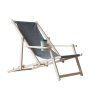 Houten tuinligstoel met drankhouder - grijs