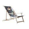 Houten tuinligstoel met drankhouder - grijs