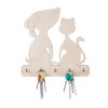 Houten sleutelrek - hond en kat