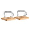 Set van twee isolerende bekers 90 ml met bamboe onderzetter