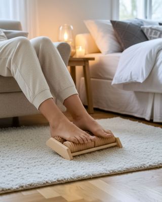 Geef je voeten de verzorging die ze verdienen na een lange dag. 💆‍♂️ Dit houten voetmassageapparaat van beukenhout met...