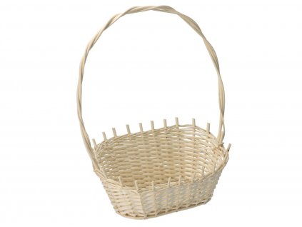 Pletena darilna košara elipsa bela