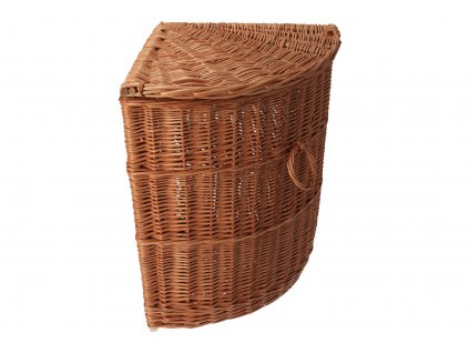 Pletena košara za perilo naravna kotna