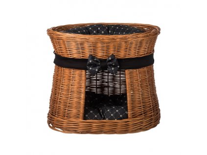 Pleteno ležišče s prostorčkom naravno - obšito s črno pentljo