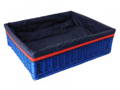 Pleteno ležišče za mačko z blazino - modro