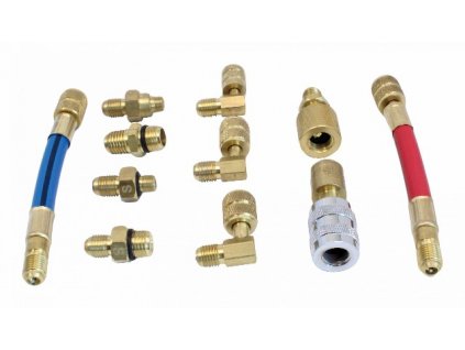 Sada adaptérů pro servis klimatizace R12 a R134A - 11 ks
