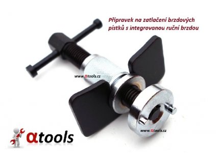 Přípravek na zatlačení brzdových pístků s integrovanou ruční brzdou