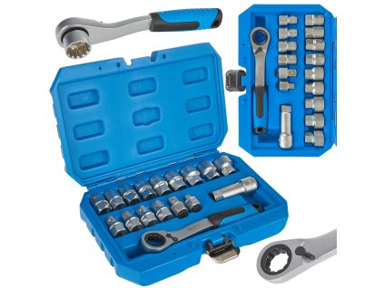 Gola sada s průchozí ráčnou hlavice s profilem Gear Lock 10-24mm