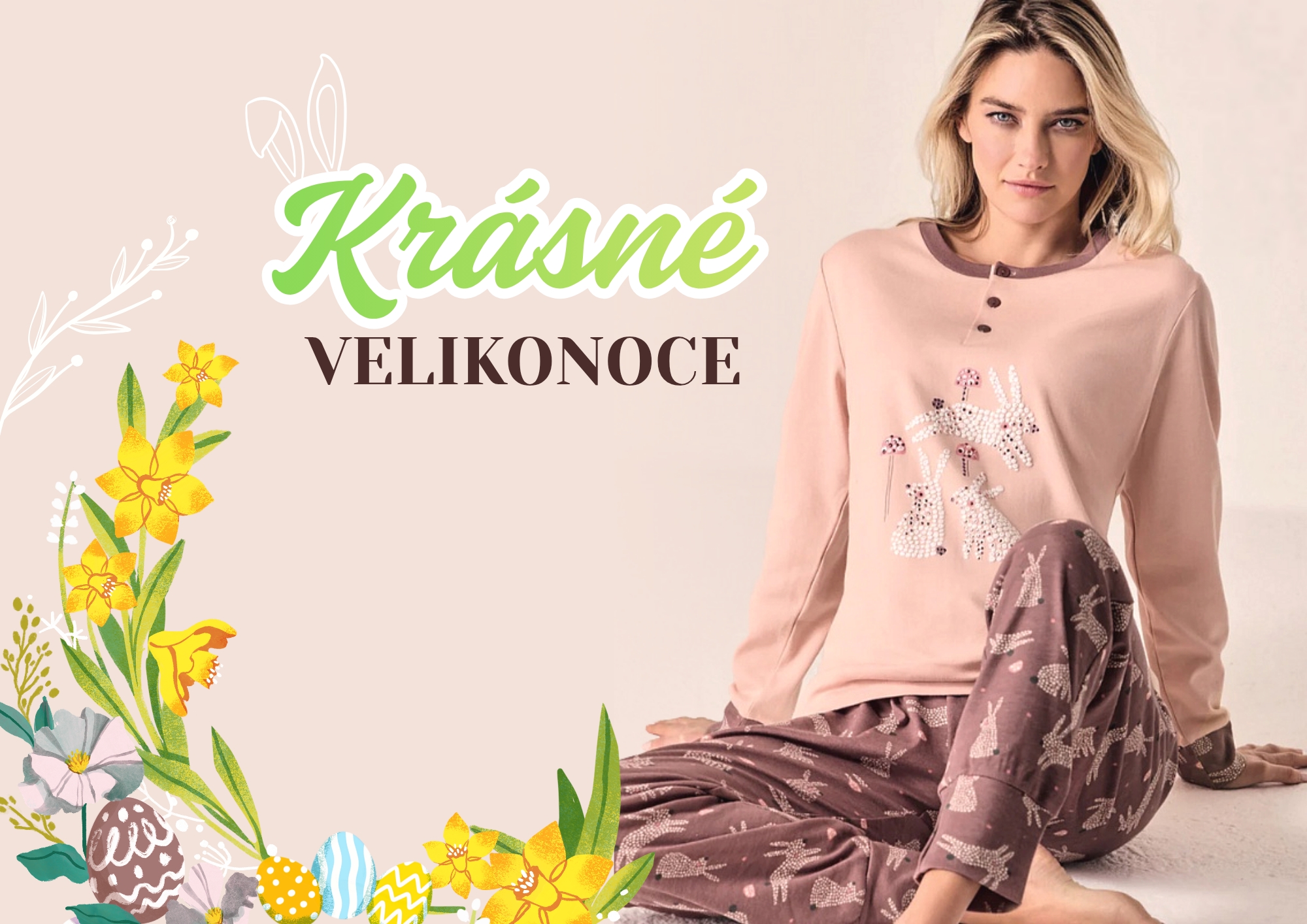 Pyžama s jarním potiskem