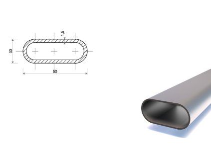 Flachovalrohr 50x30x1,5 mm