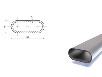 Flachovalrohr 30x15x1,5 mm