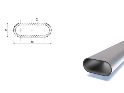 Flachovalrohr 50x30x1,5 mm