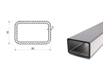 Rechteckrohr 20x10x2