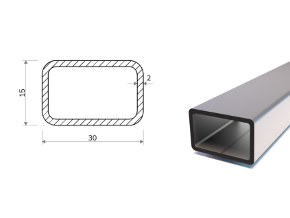 Rechteckrohr 30x15x2