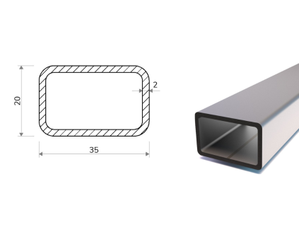 Rechteckrohr 35x20x2