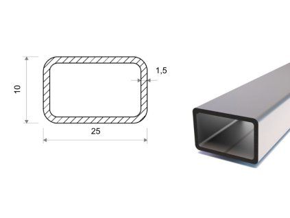 Rechteckrohr 25x10x1,5