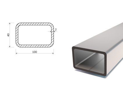Rechteckrohr verzinkt 100x40x2