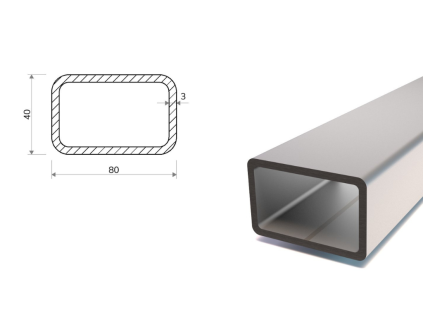 Rechteckrohr verzinkt 80x40x3