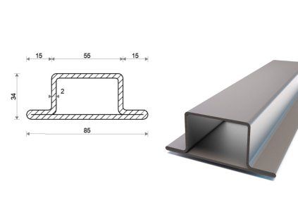 Spezialprofil – T-Form 85x34x55x2