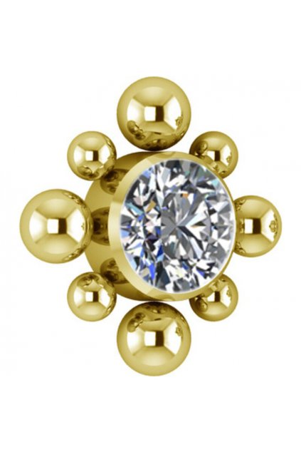 Titanová koncovka #12 ve zlaté barvě se Swarovski® krystaly pro šperky s vnitřním závitem